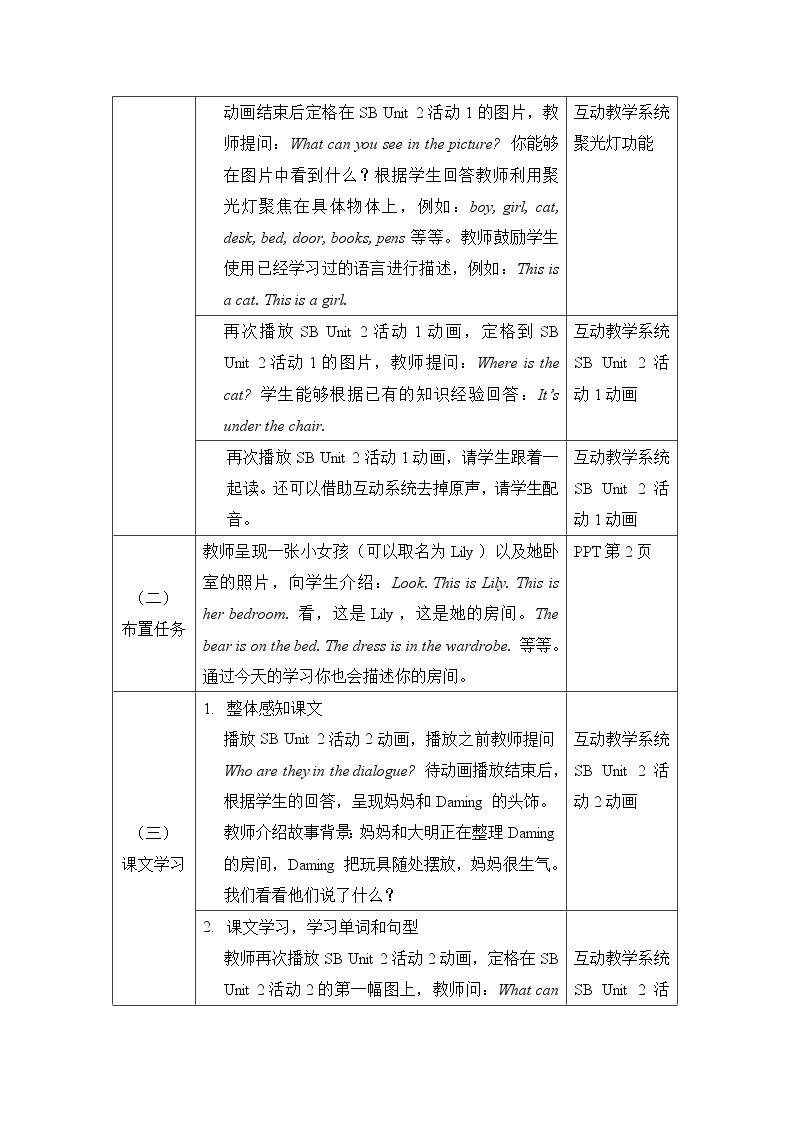 外研版(一年级起点)一年级下册英语教案-Module 2  Unit 2  The toy car is under the bed.02