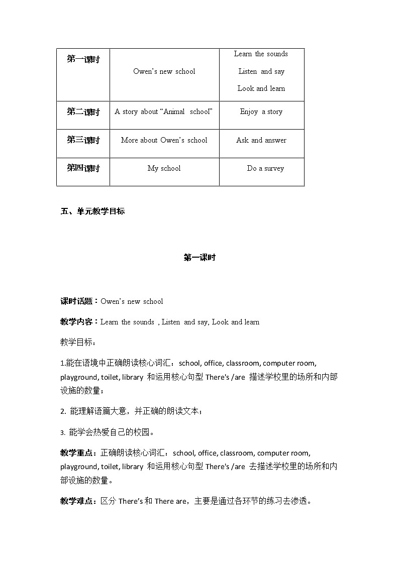 小学英语四年级第三模块第七单元第一课时第2页