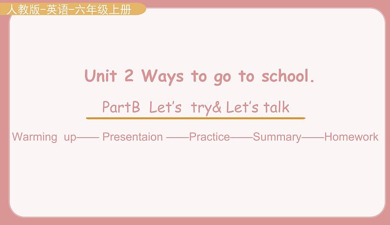 人教版六年级英语上册--Unit 2 Ways to go to school. Part B Let's try &Let's talk(课件+素材)01