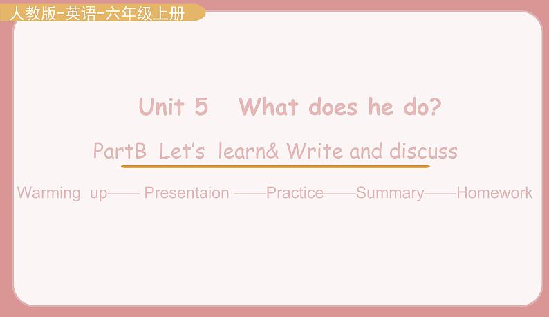人教版六年级英语上册--Unit 5 What does he do Part B Let's learn& Write and discuss(课件+素材)01
