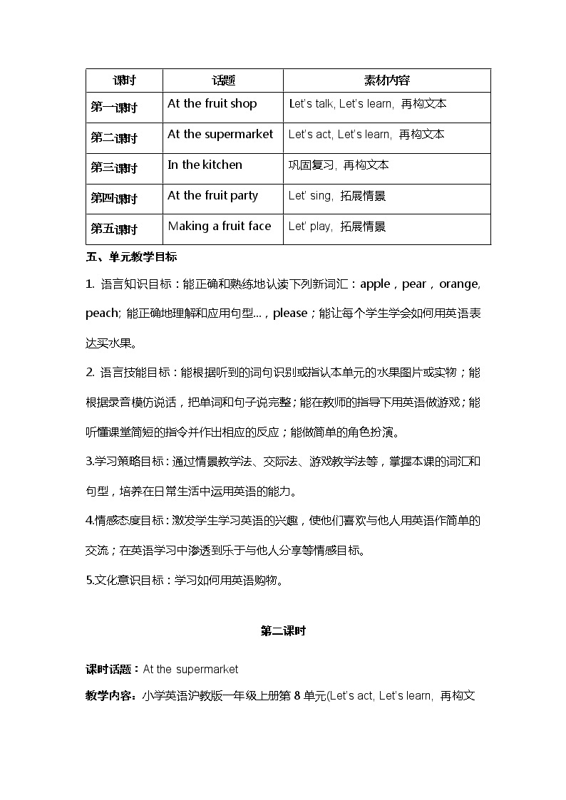 Module 3 Unit 8 Apples please教案（5课时）02