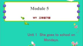 小学英语外研版 (三年级起点)三年级下册Unit 1 She goes to school on Mondays.作业课件ppt