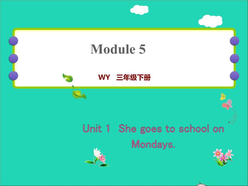 2022三年级英语下册Module5Unit1ShegoestoschoolonMondays作业课件外研版三起01