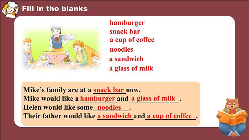 Unit6 At the snack bar Fun time & Cartoon time(课件)译林版(三起)英语四年级上册第5页