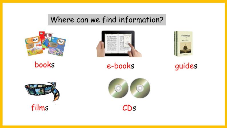 Module 4 Unit 2 We can find information from books and CDs.（课件）外研版（三起点）五年级英语下册04