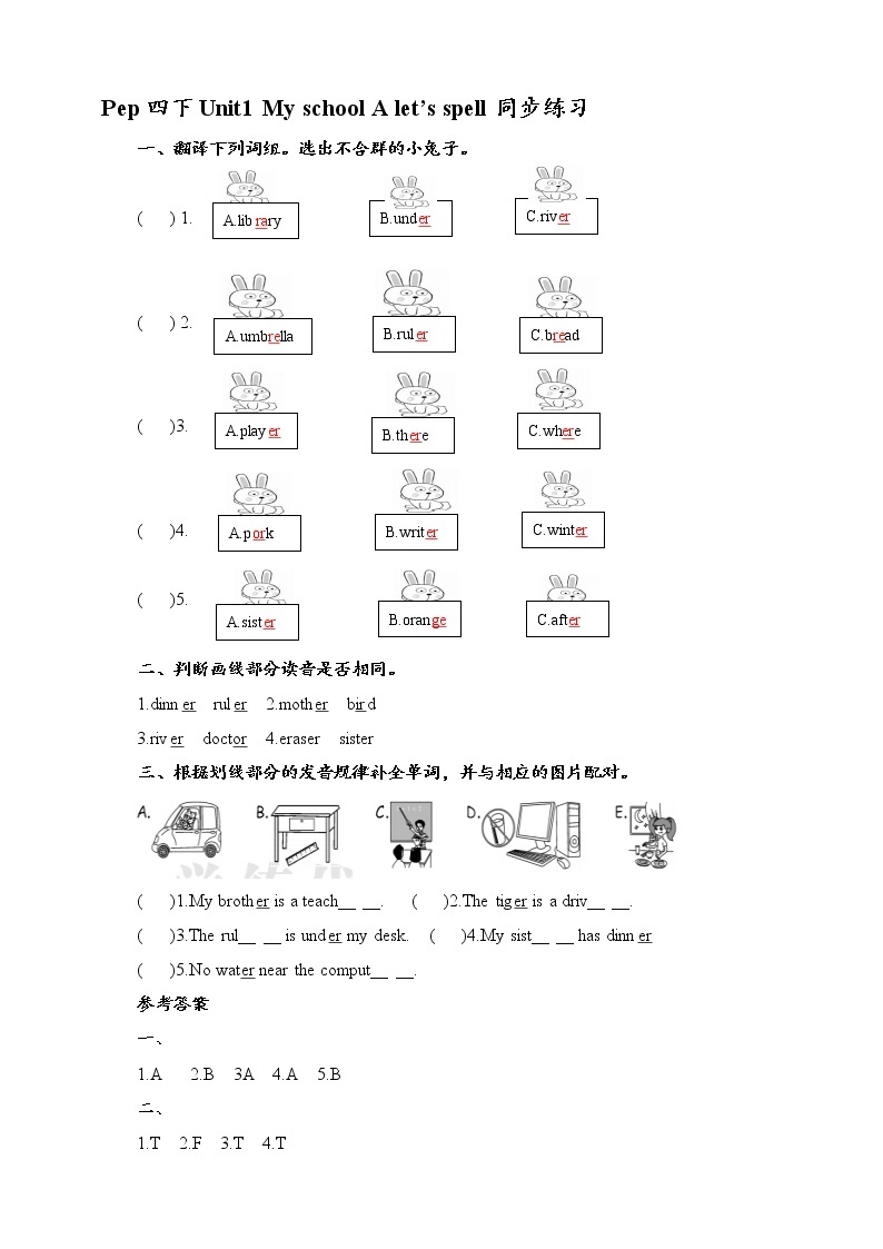 Unit1 My school A let's spell 课件 教案 同步练习01