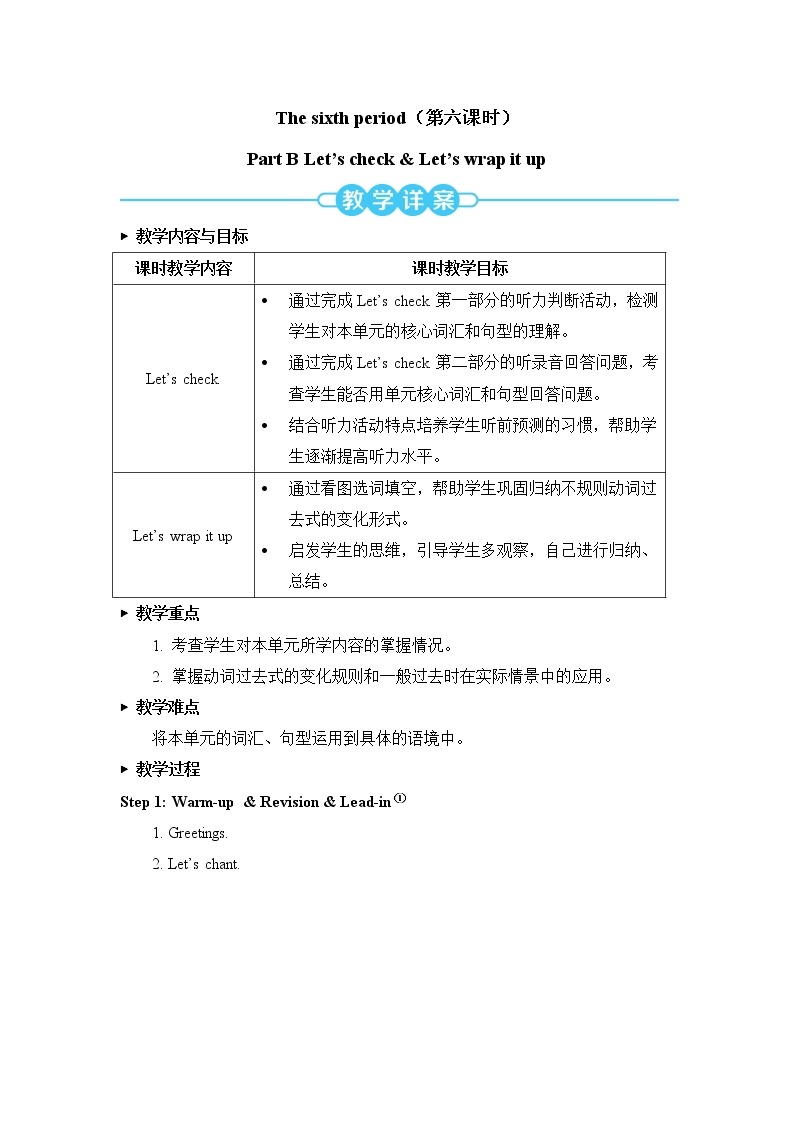 人教版（PEP）英语六年级下册 Unit 3 Part B 第6课时 授课课件+同步教案+音频素材+习题课件01