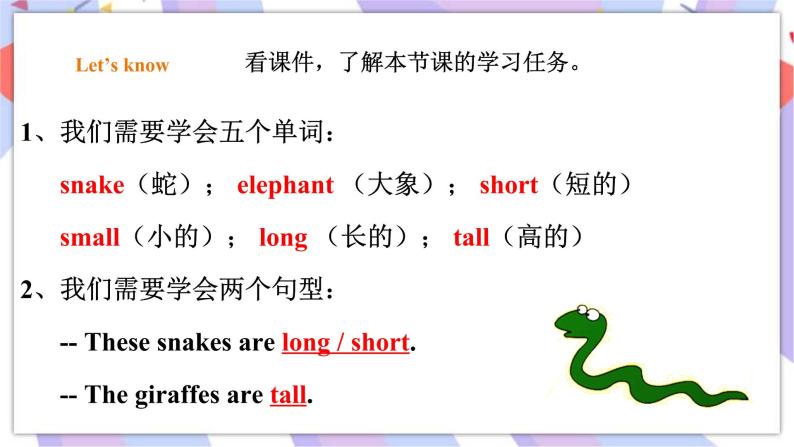 Module 6 Unit 1 These snakes are short 课件+教案+习题02
