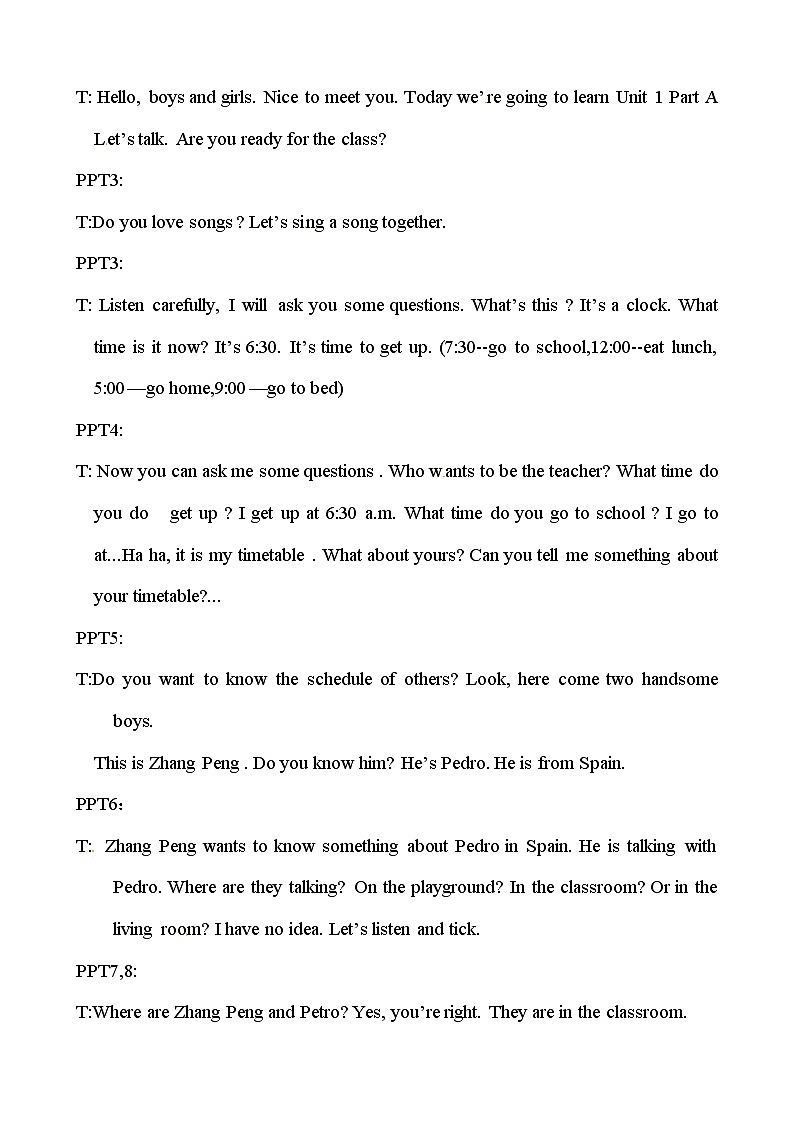 【精品配套备课包】五年级下册英语-Unit 1 My day Part A Let's talk课件+教案+学案+练习+名师讲课稿+音视频素材人教PEP01