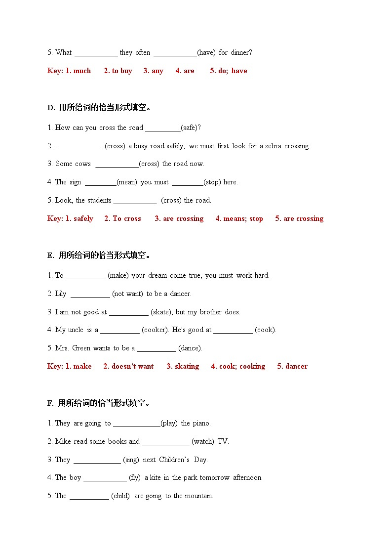 【期末易错题分类汇编】用所给词的恰当形式填空(冲刺篇) 译林版(三起) 六年级下册02