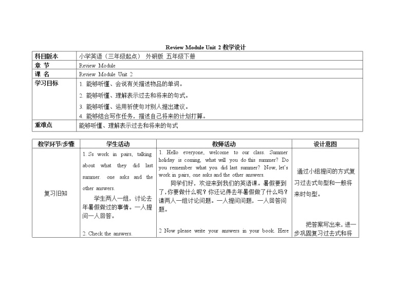 Review Module Unit 2第1课时 课件+教案+素材01