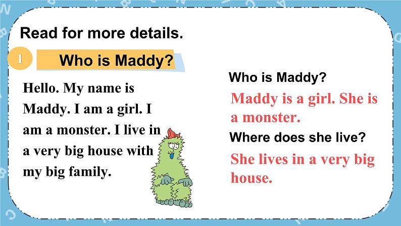 冀教版(三起)英语四下 Lesson 18 Maddy the Monster 课件+教案+素材07