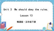小学人教精通版Unit 3 We should obey the rules.Lesson 13优秀课件ppt