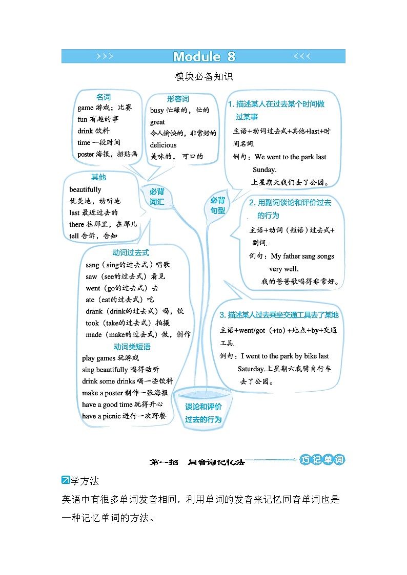 Module 8(单元必备知识及技巧提分法)--外研版(三起)四年级英语下册第1页