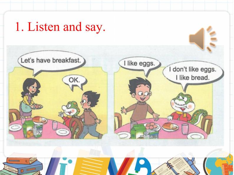 鲁科版小学英语三年级下册 Unit1 Lesson 1 I like eggs 课件＋教案（含课文朗读）04