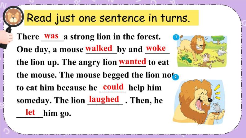 Unit 1 The lion and the mouse Grammar time, Checkout time & Ticking time 课件+教案+素材04