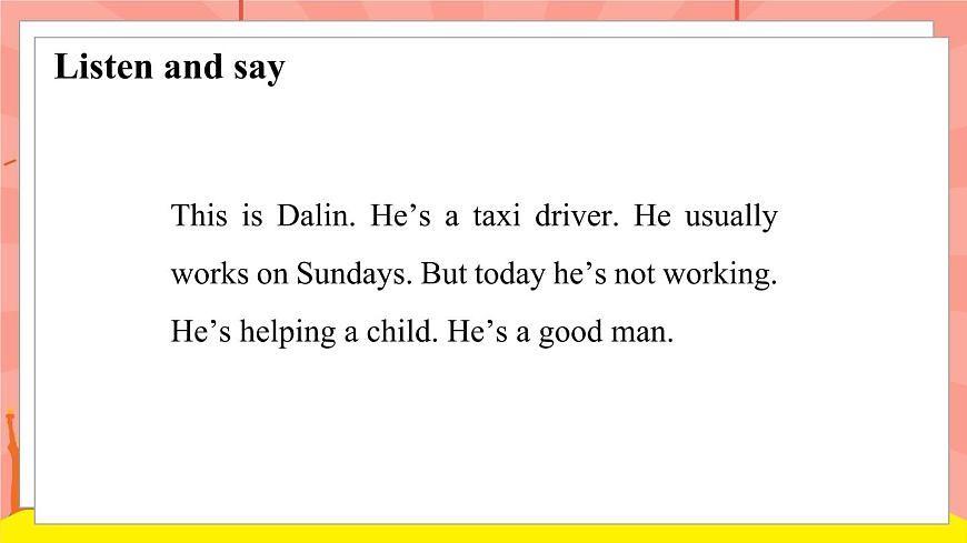 外研版（一起）英語二年級下冊課件 Module 10《Unit 2 he 's helping a child》第5頁