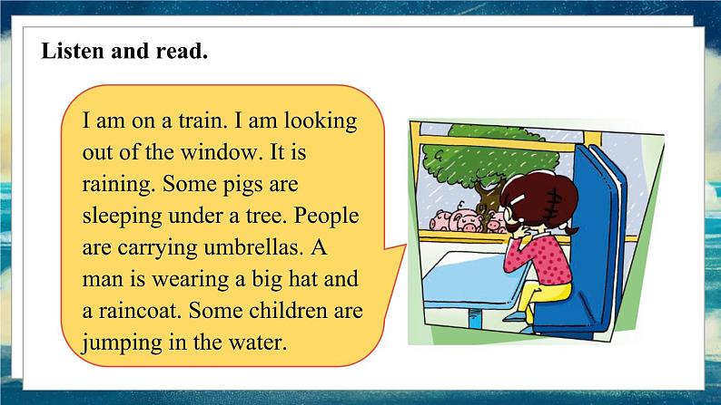 外研版(一起)英语六年级下册课件 《Module 5Unit 2 Some children are jumping in the water.》06
