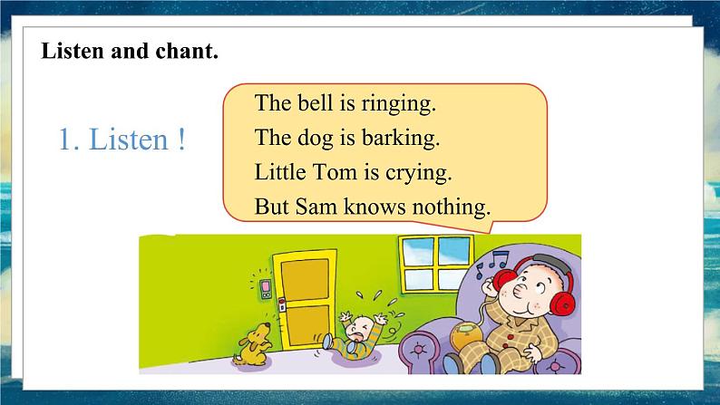 外研版(一起)英语六年级下册课件 《Module 5Unit 1 He is playing but then the telephone rings.》 课件04
