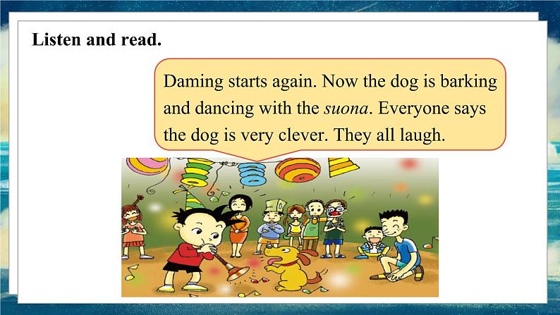 外研版(一起)英语六年级下册课件 《Module 5Unit 1 He is playing but then the telephone rings.》 课件08
