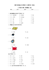 外研版三起英语三年级下册期中专题精练学案——专题02 词语（含答案）