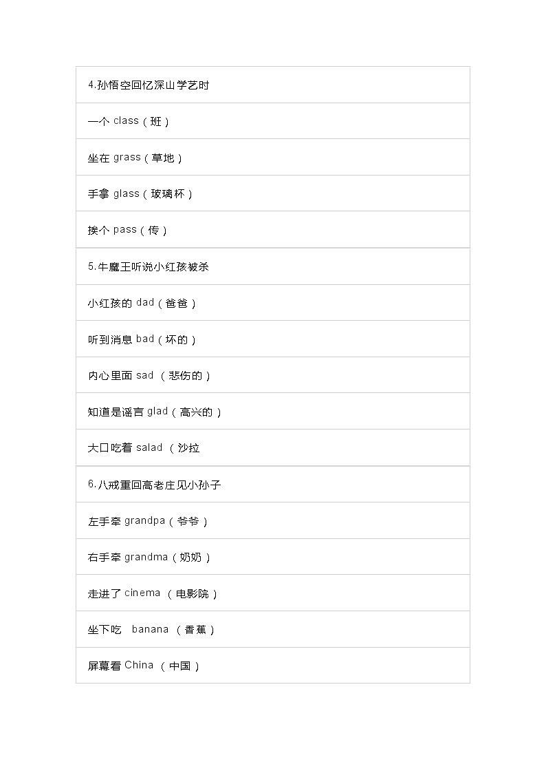 小学英语背单词口诀大全02