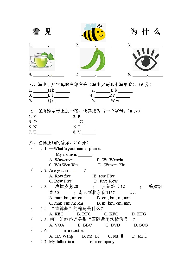 小升初英语通用版语法专项复习训练:专题2:字母(含答案)第2页