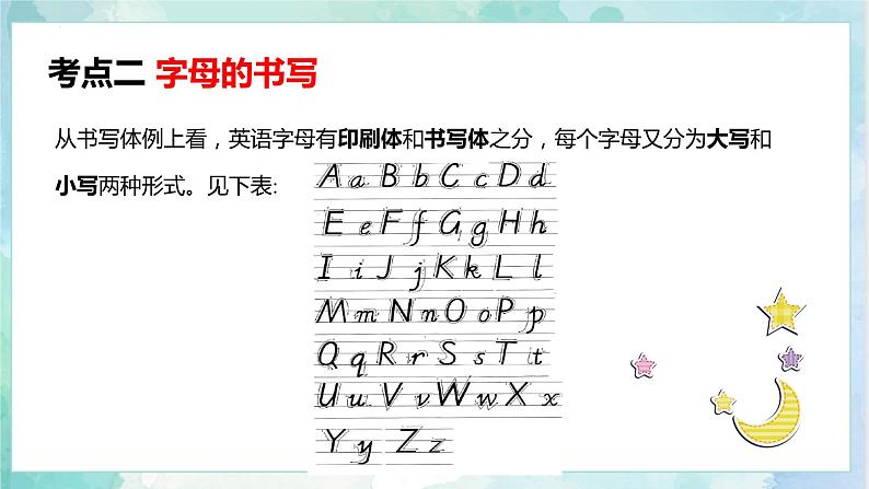 小升初英语高频考点+题型专项突破课件:专题 01 字母 (读音、书写、分类)第6页