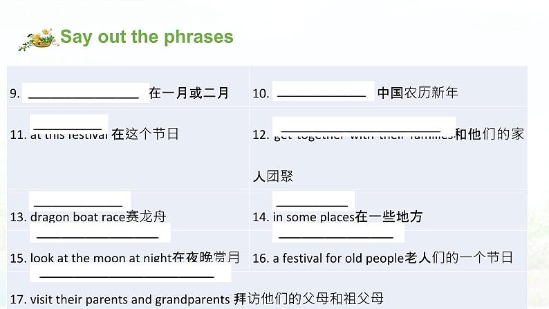 【期末复习】小学译林版(三起)英语五年级下册单元复习课件 Unit 7 Chinese festivals第4页