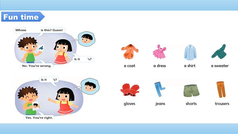 Unit6 Whose dress is this Fun time & Cartoon time(课件) 译林版(三起)英语四年级下册第6页