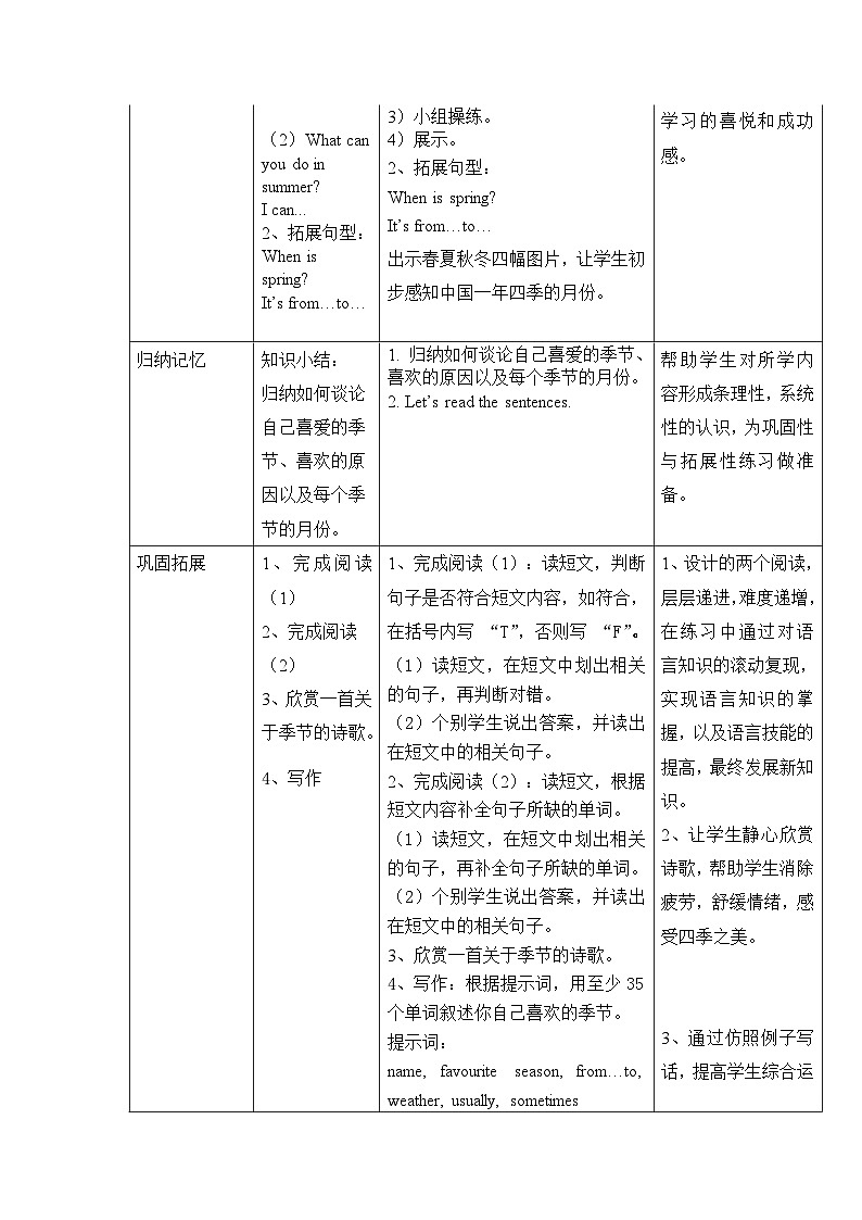教育科学出版社小学英语三年级起点五年级下册 Unit 1 What's your favourite season     教案03