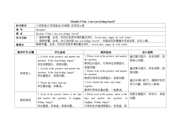 外研5英上 Module 9 Unit 1 PPT课件+教案01