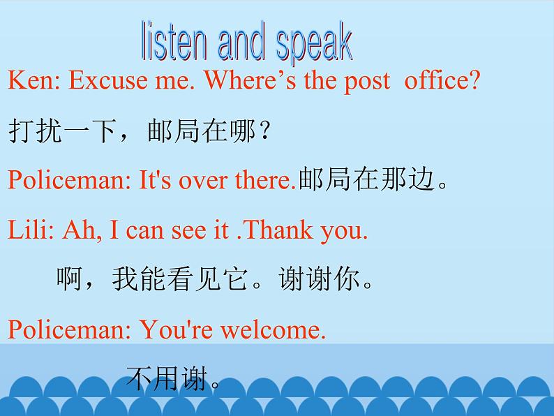 教科版(EEC)四年级英语下册 Unit 7 Where 's the Post Office? 课件第6页