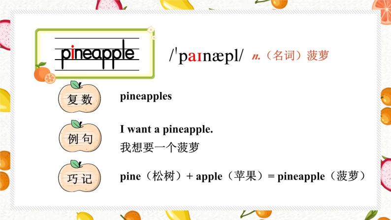 Unit 2 Let’s make a fruit salad 单元重点单词讲解 （课件+素材）译林版（三起）英语四年级上册06