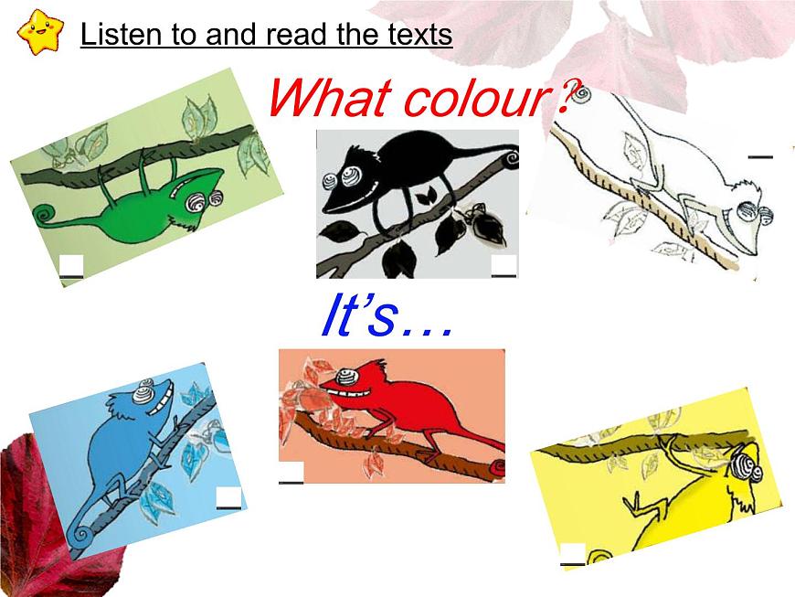 外研版(一年級(jí)起點(diǎn))小學(xué)一年級(jí)英語上冊(cè) Module 4 Unit 1 It 's red. 課件第7頁(yè)