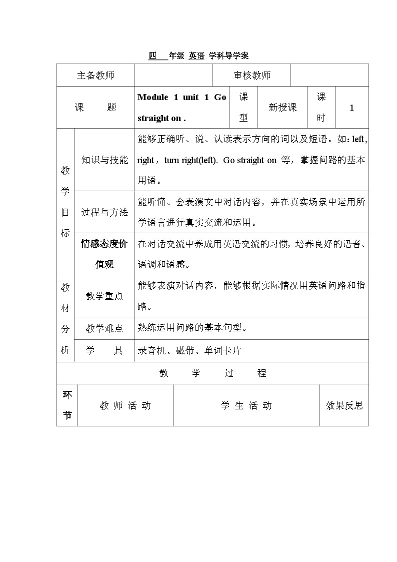 Module 1 Unit 1  四英上外研[课件+教案+导学案]01