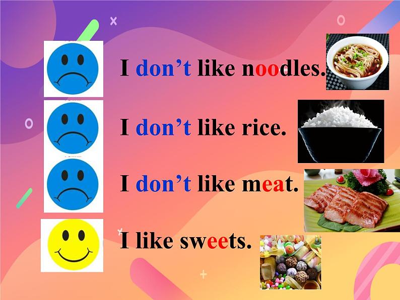 外研版(一年级起点)小学二年级英语上册 Module 2 Unit 1 I don’t like meat. 课件204