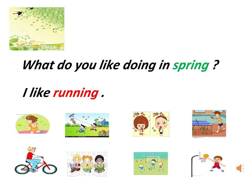 外研版（一年級起點(diǎn)）小學(xué)二年級英語下冊 Module 1  Unit 2 I like swimming  課件1第5頁