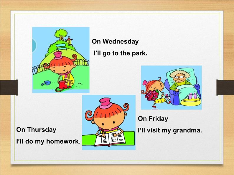 外研版(一年级起点)小学三年级英语下册 Module 5 Unit 2 On Monday, I'll go swimming. 课件06