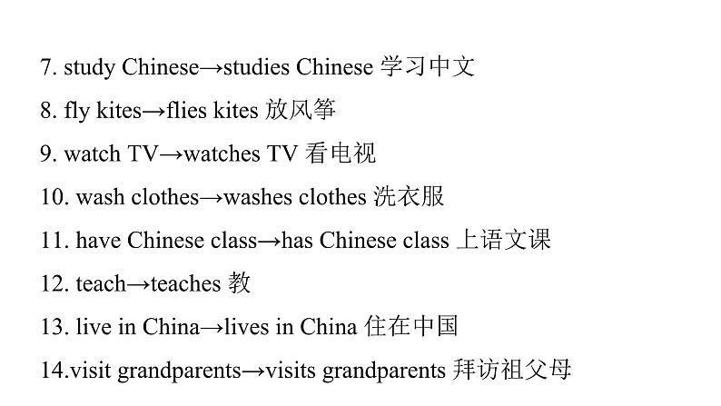 小学毕业英语总复习第一章时态复习第5课时一般现在时(第三人称)教学课件第4页