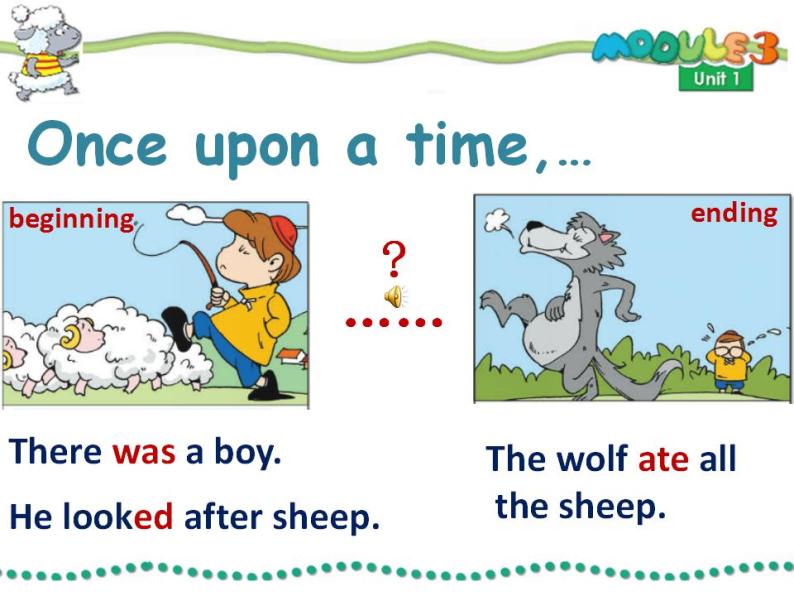 外研版（一年级起点）小学四年级英语下册Module 3 Unit 1 He shouted, “Wolf, wolf!”   课件05