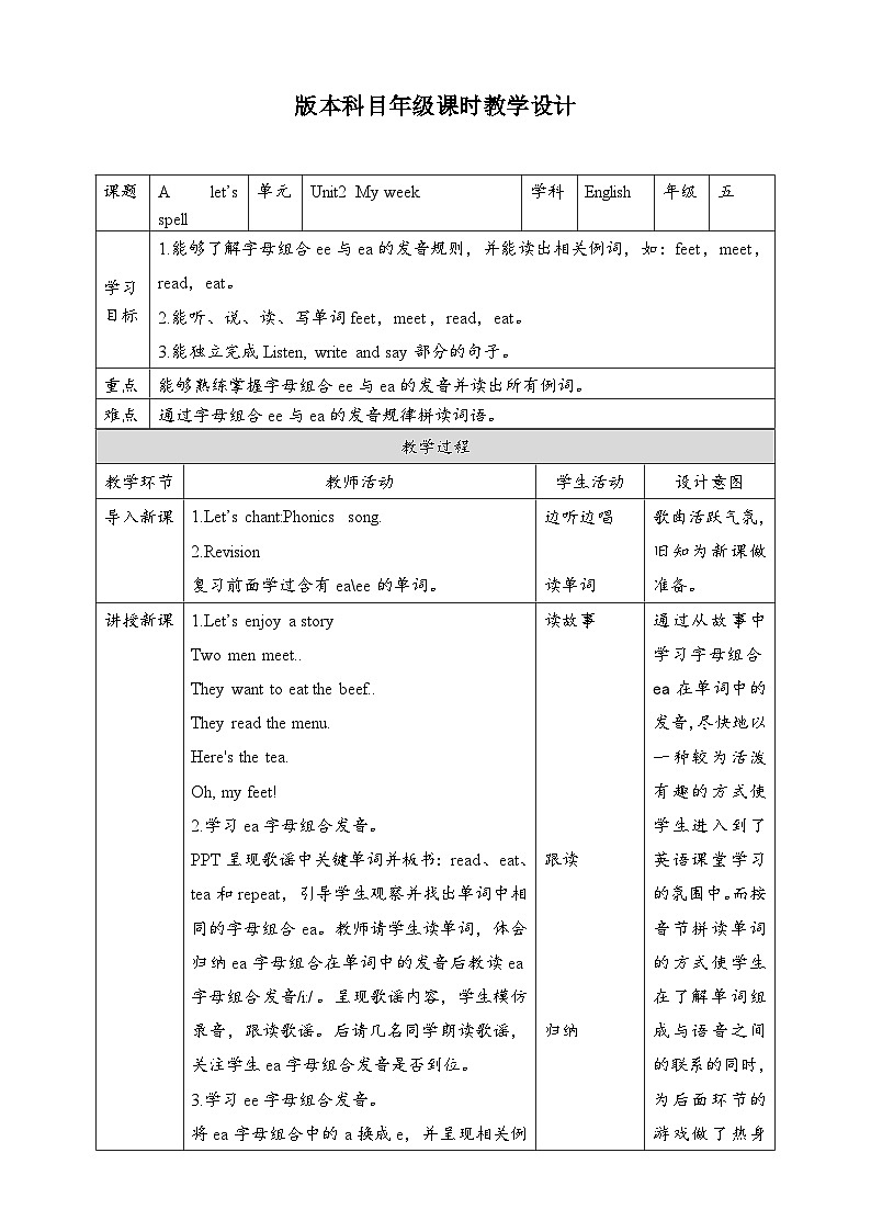 人教版英语五上 Unit2 A3 Let's spell(课件+教案+音视频素材)01