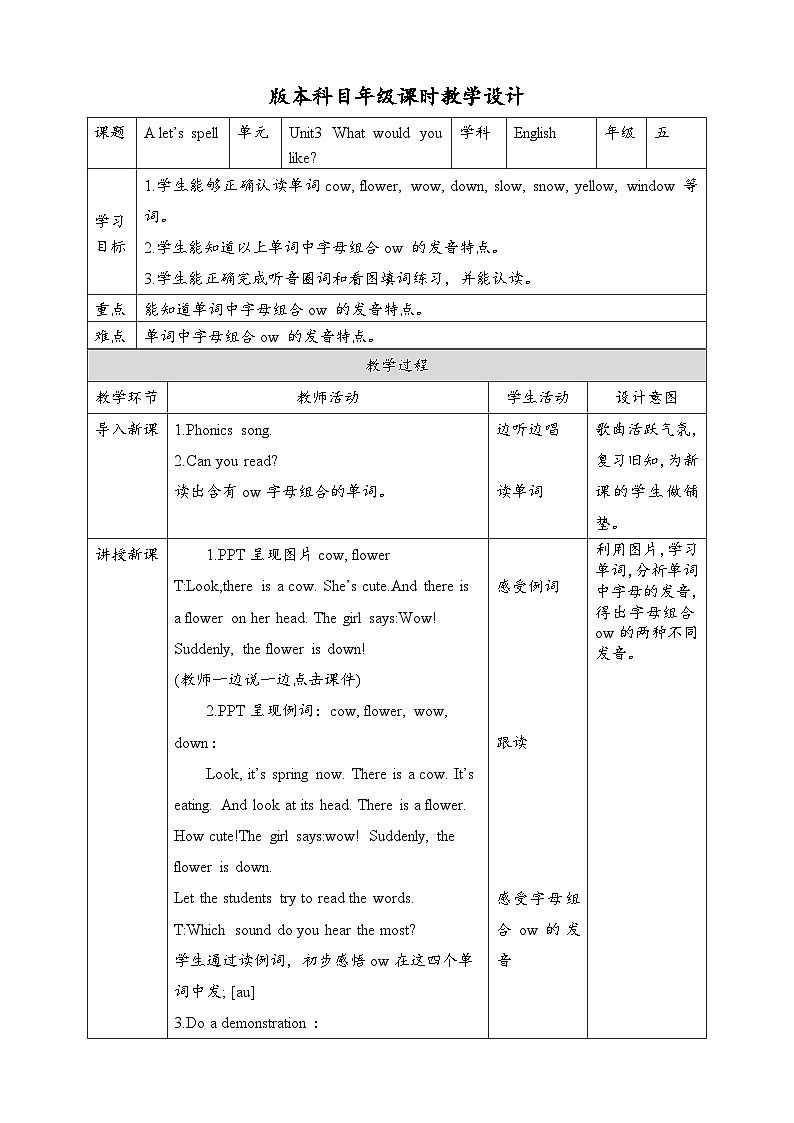 人教版英语五上 Unit3 A3 Let's spell(课件+教案+音视频素材)01