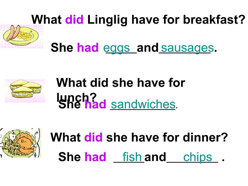 外研版(一年级起点)小学五年级英语下册Module 2 Unit 1 What did she have for lunch? 课件6第7页