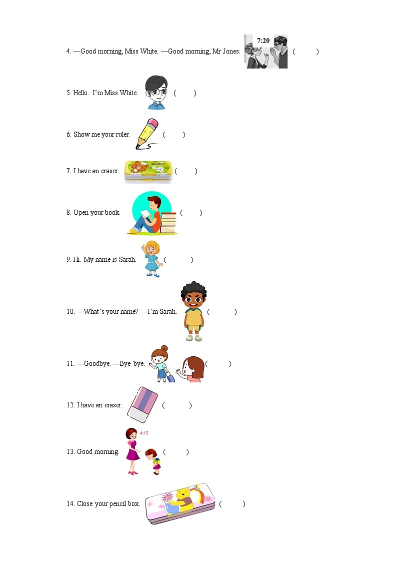 人教版小学英语 三年级上册 Unit 1 Hello Part B Let’s learn 同步练习(含答案)第2页