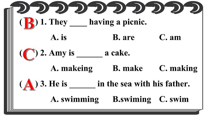 外研版(一年级起点)小学六年级英语下册 Module 5 Unit 2 Some children are jumping in the water. 课件第8页
