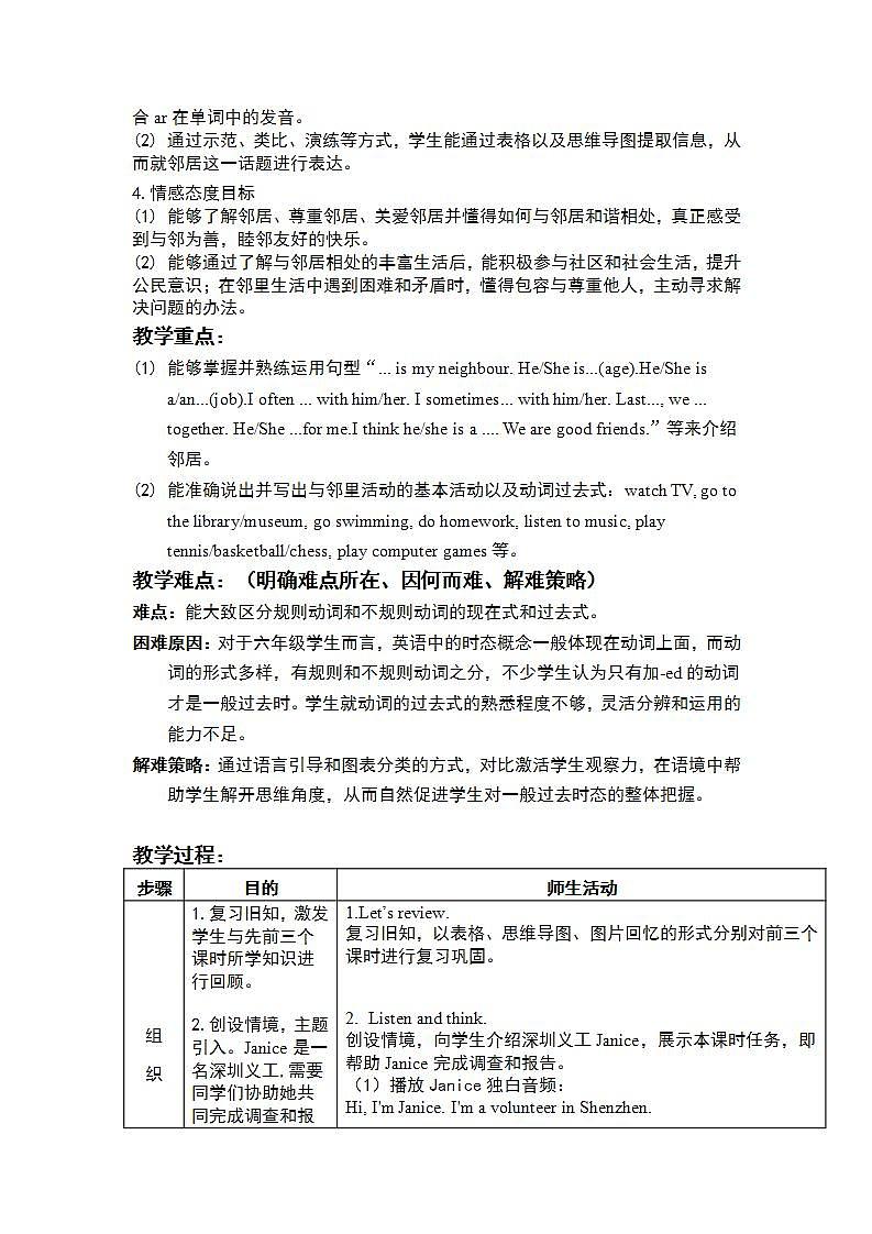 沪教牛津版_(六三制三起)英语六年级上学期 Unit 4《Our neighbours》(4)教案第2页