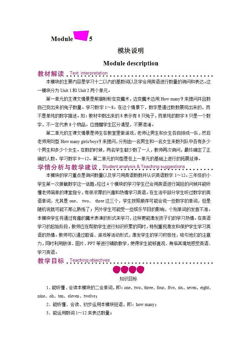 外研英语3年级上册 Module 5 Unit 1 课件+教案+模块说明+素材01