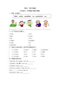 小学英语冀教版 (三年级起点)五年级上册Lesson 1 Li Ming's Big Family优秀练习题