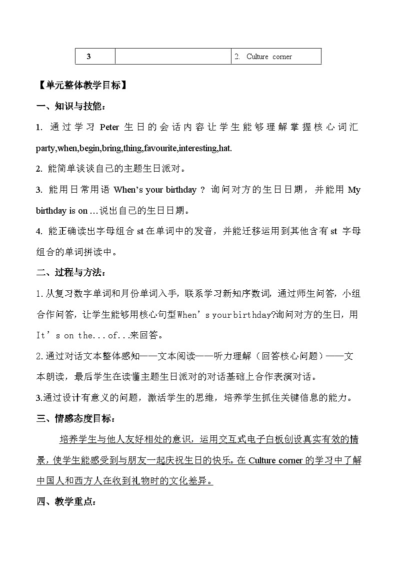 沪教牛津版(三起) 小学英语 五年级上册  Module 1Unit 3 My birthday 教案第2页